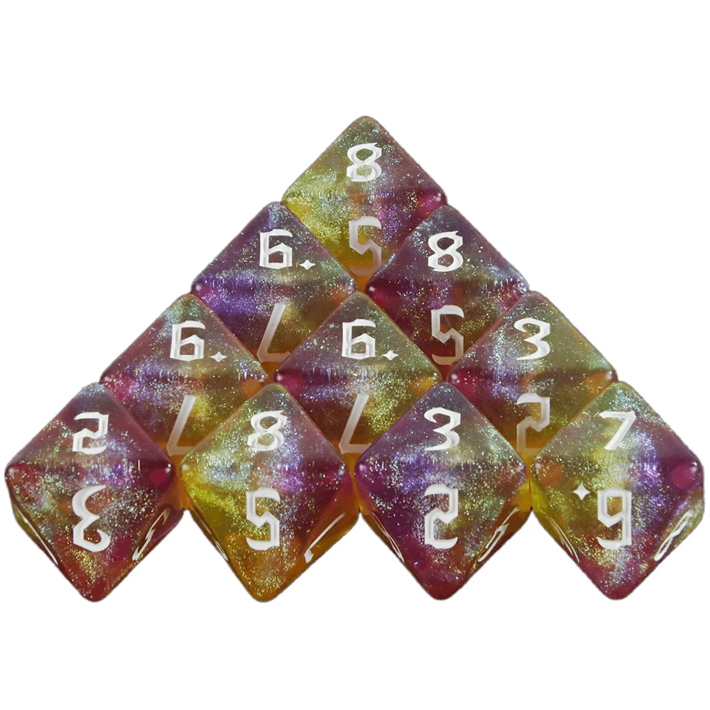 D8 dados poliédricos de colores mezclados, dados brillantes increíbles de 8 caras para juego de rol DND, enseñanza de matemáticas, juegos de mesa