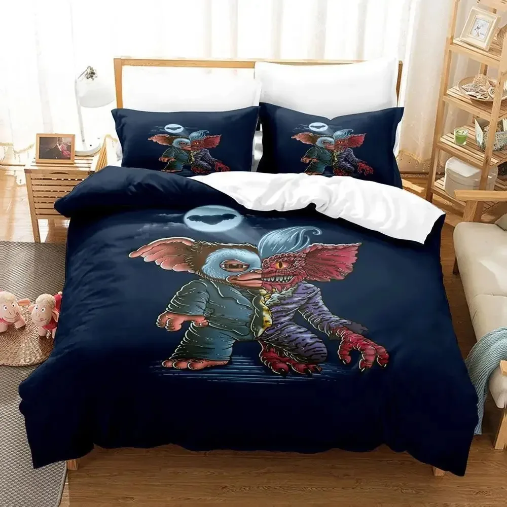 Zestaw pościeli Gremlins Single Twin Full Queen King Size Bed Set Adult Kid Bedroom Duvet Cover Sets 3D Print Anime Bed Sheet Set