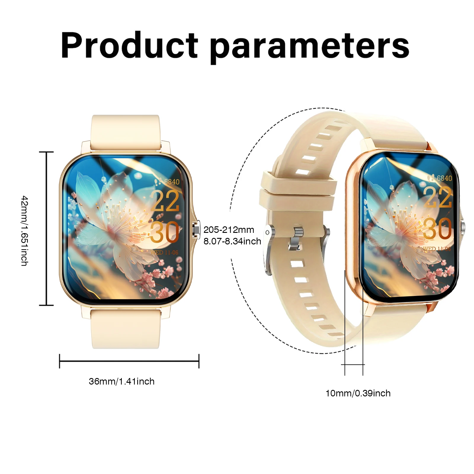 Relógio inteligente 255, chamada sem fio, tela HD de 1,83 polegadas, modo multiesporte, previsão do tempo, adequado para Android e iPhone, presente