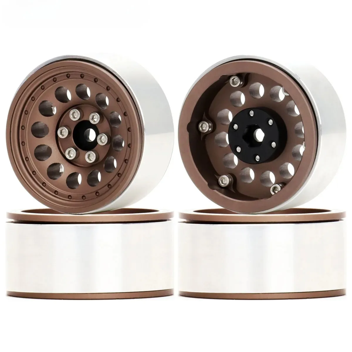 

4pcs 1.3" Alloy Beadlock Wheels Mini RC Crawler Modified Hubs Fit TRX4M SCX24 FMS24 Off Road Car