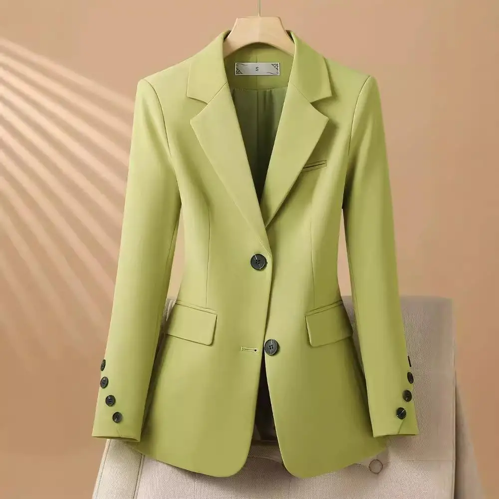 

Green Casual Long Sleeve Outerwear Women's Autumn Winter Jacket Medium Length Classic Style Iron-Free Processing Fashionable