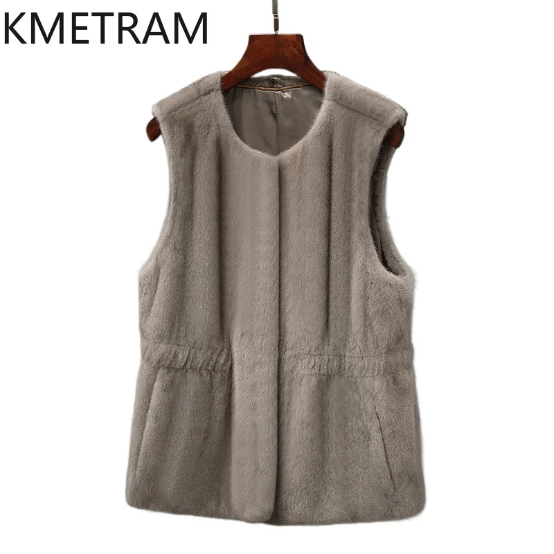 Real Whole Mink Fur Coat Women Short Vest Luxury Warm Sleeveless Fur Jacket Woman Winter Clothes New in Outerwears шуба 2024