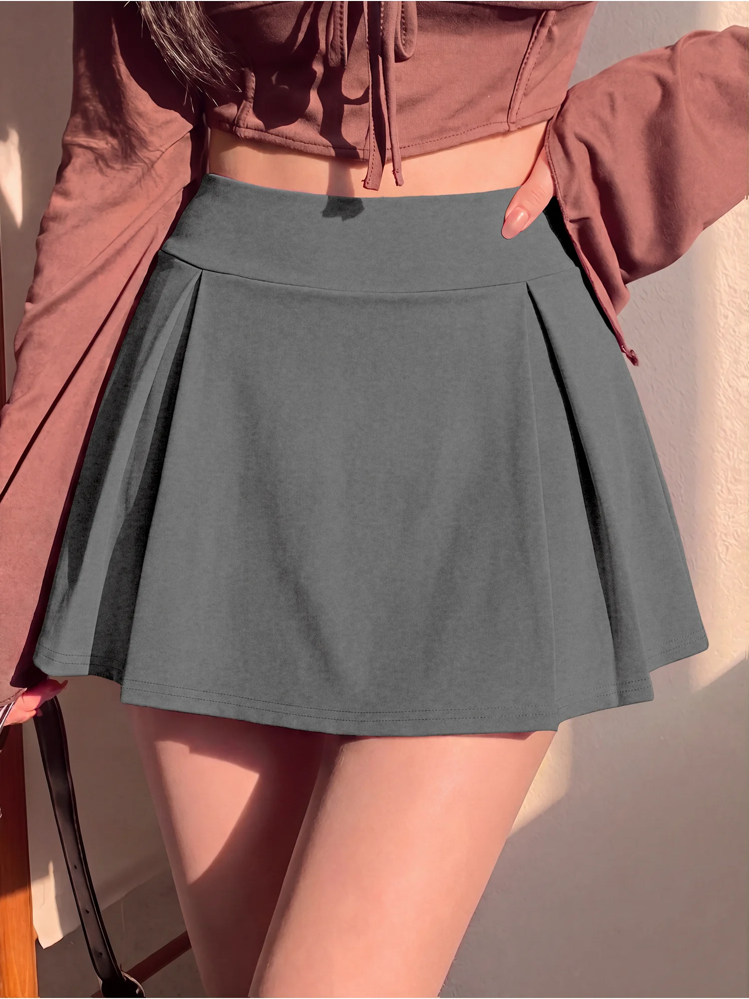 Damen-Plisseerock mit breitem Bund, Anti-Reibungs-Futter, Shorts-Rock, Tennis, Workout, Streetwear, Minirock – Detail 7