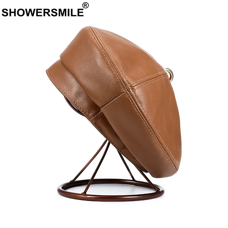 

Женский берет из натуральной кожи верблюда, винтажный красный, из натуральной овчины, однотонный черный, осенне-зимняя шапка, новый дизайн, мягкий