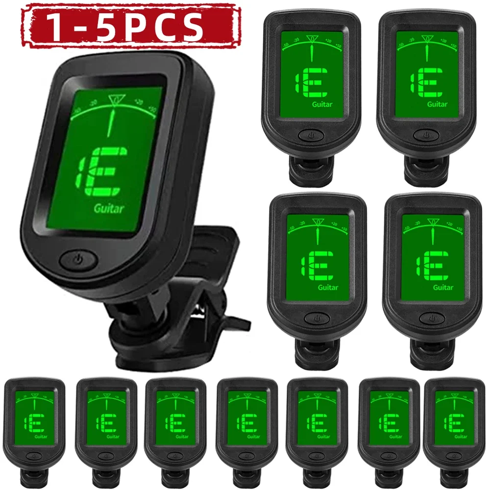 1-5pcs Guitar Tuner For All Instruments Clip on Electronic Tuner for Guitar Bass Ukulele Violin Mandolin Banjo LCD Display Tuner