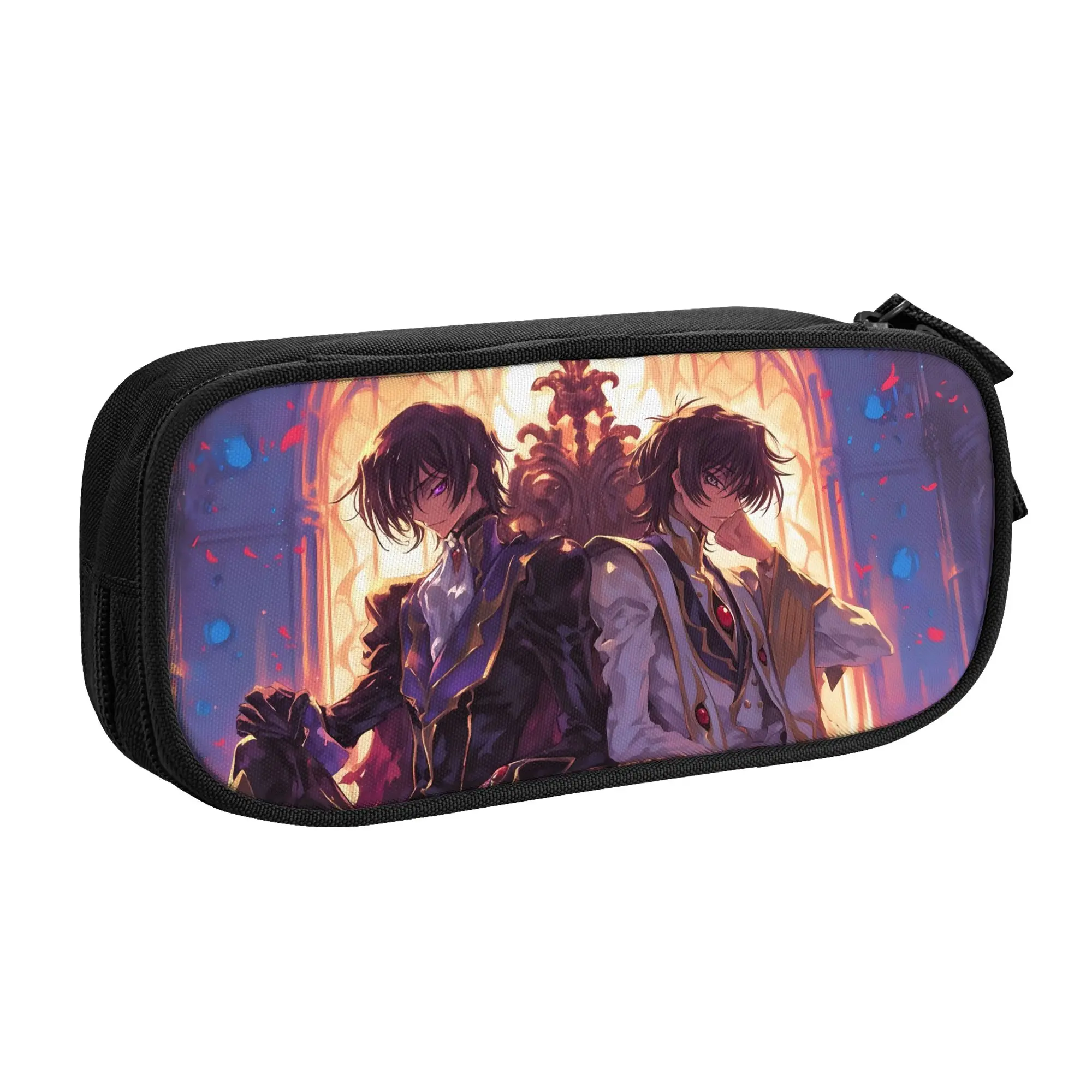 

1 Piece Two Faces Pencil Cases Pen Holder Storage Stationery Code Geass Supplies Large Storage Pen Box Pencil Bag for Students