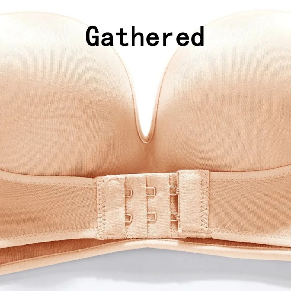 Women Strapless Push Up Bra Front Closure Bralette Invisible Bras Underwear Lingerie 1/2 Cup Seamless Brassiere ABC Cup
