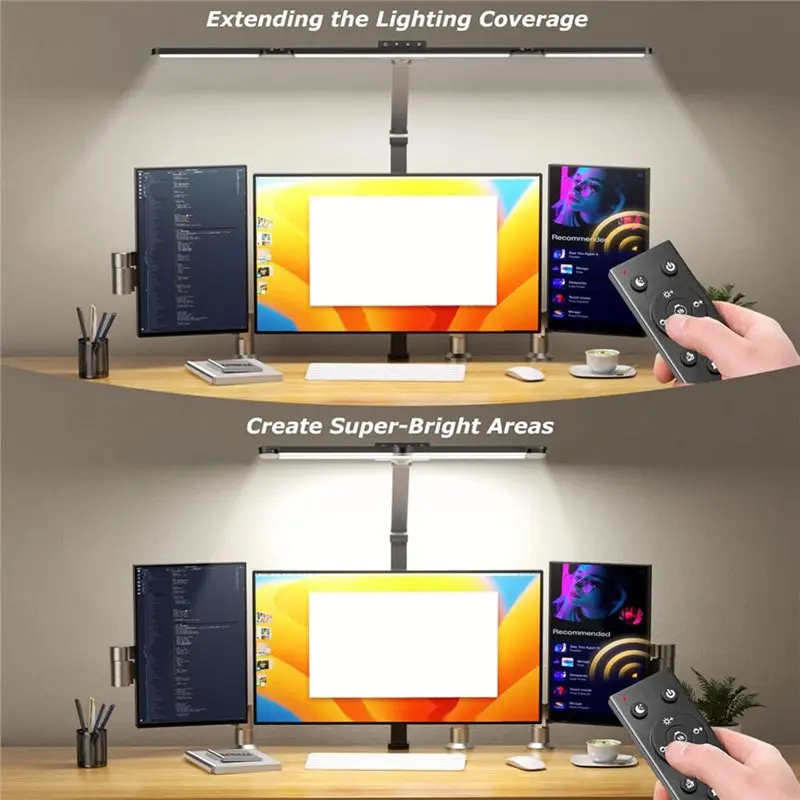 M12K-LED Desk Lamp With Clamp, Architect Desk Lamp With Remote, 24W Ultra-Bright Desk Light With Stepless Dimming