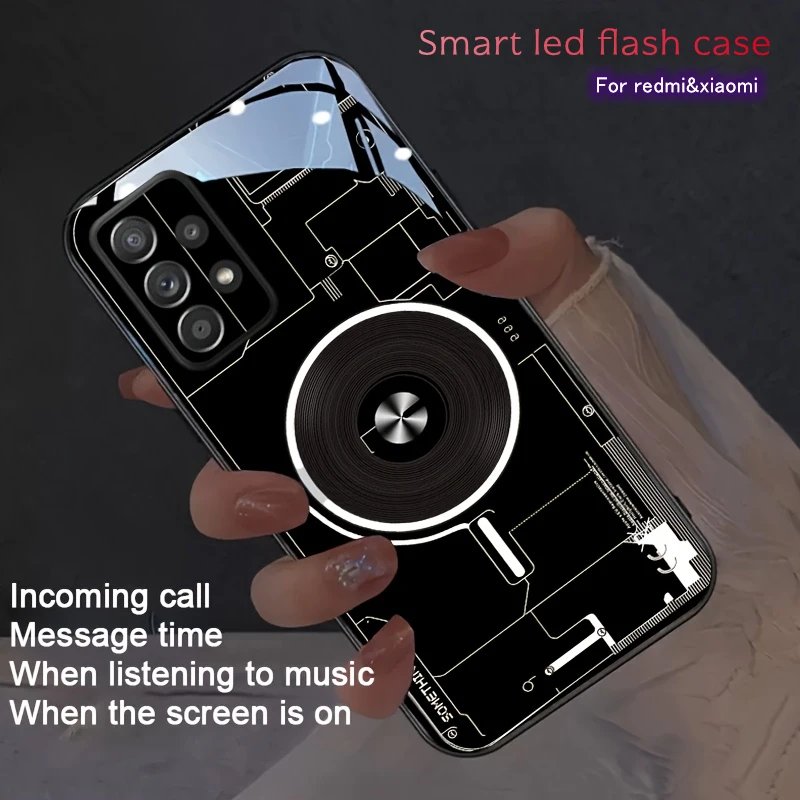 

Logo Dazzling Glowing Phone Case For Xiaomi Poco X7 Pro X6 X5 F7 F6 F5 Redmi Note 13 12 14 15 Pro Plus Shockproof Luminous Shell