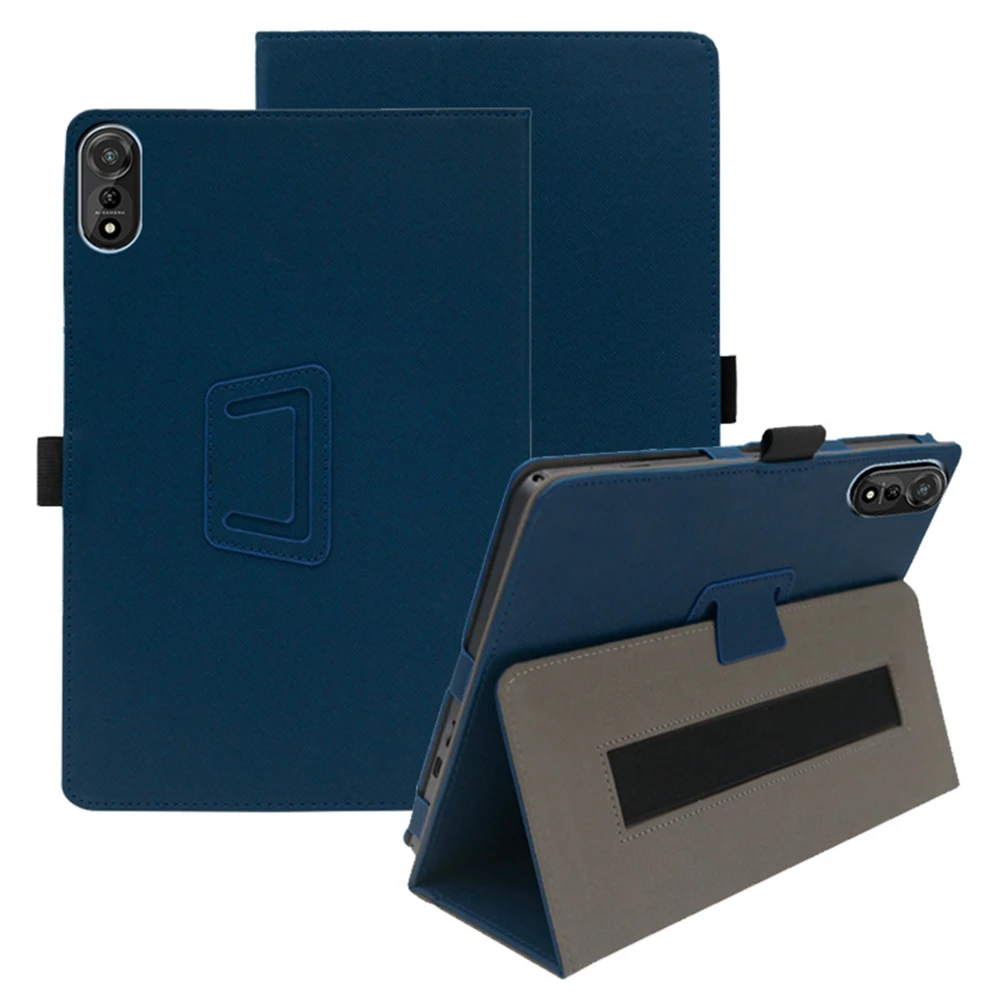 

Чехол-подставка для Blackview Mega 2, чехол для планшета из искусственной кожи, встроенный ремешок на руку - темно-синий