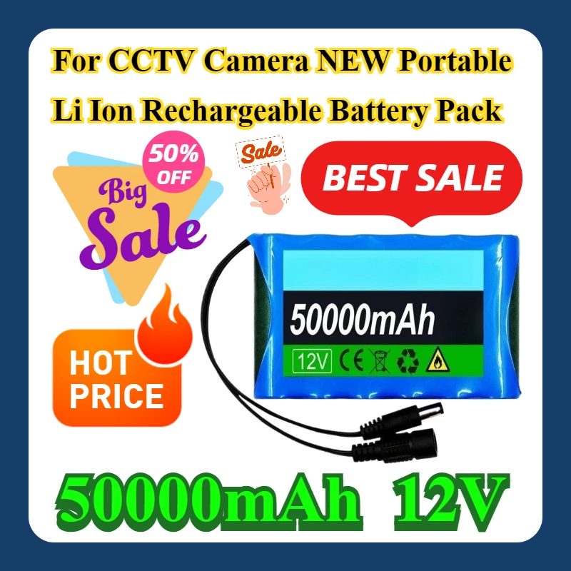 

For CCTV Camera 12V 50000mAh NEW Portable Li Ion Rechargeable Battery Pack