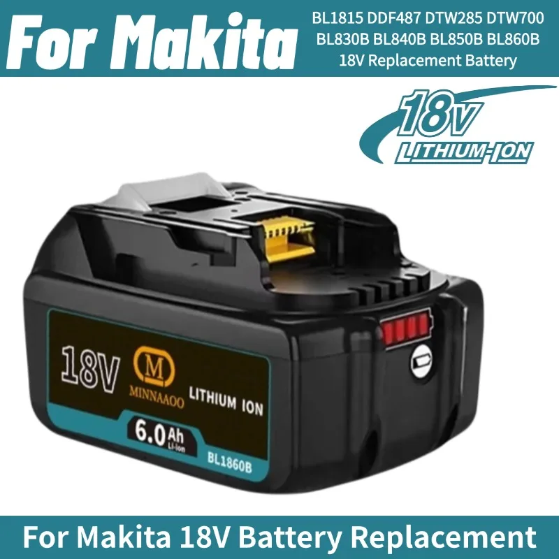 

For Makita 18V power tool Batteries BL1840 BL1850 BL1830 BL1860B LXT 400For Makita 6000mAh Rechargeable Li-ion battery,Charger