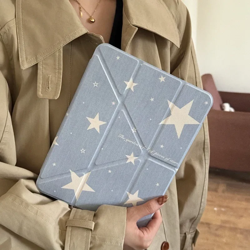 

Simple White Star Blue Starry Light For iPad Pro Air M5 M4 M3 M2 13'' 11'' 2 11th A16 12.'' 10 9 8 7 6 5 Th Mini 7 6 8.3'' Case