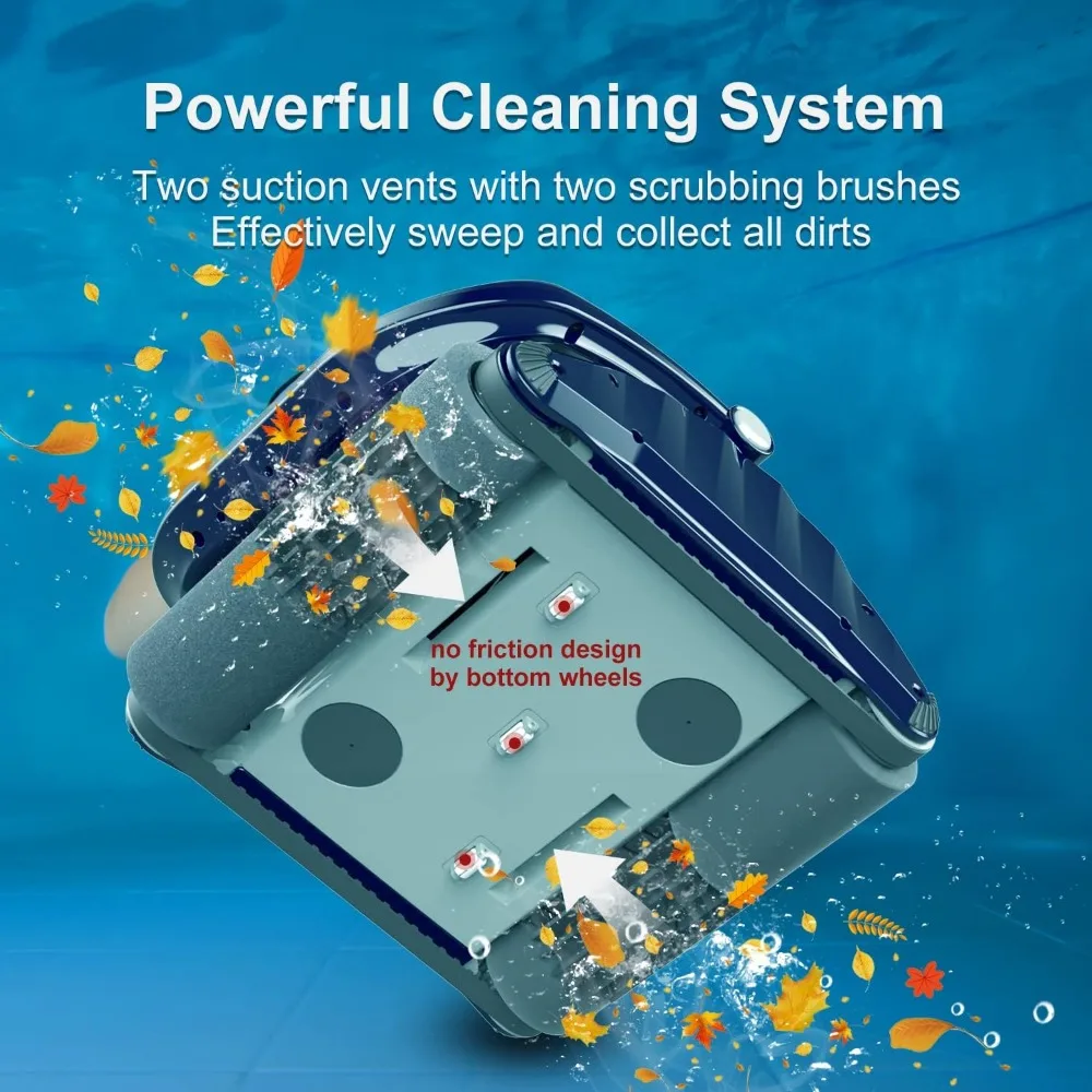 Robotic Pool Cleaner,for Above/In-ground Pools, Pools up to 55 Ft in Length, Double Top Load Filter Basket