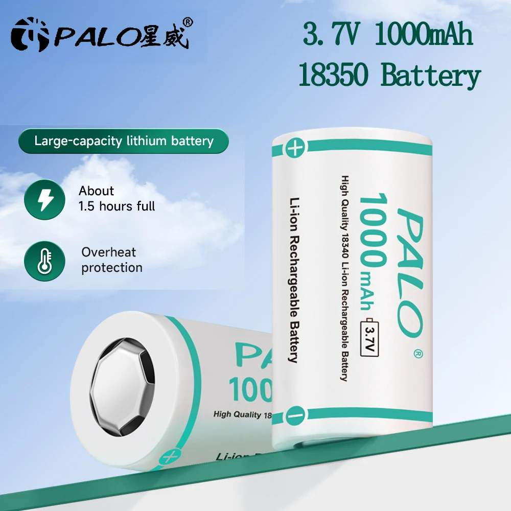 

18350 18340 Rechargeable Batteries 3.7V 1000mAh Lithium Ion Battery For Electronic Cigarette Smoking Power Cylindrical Lamps