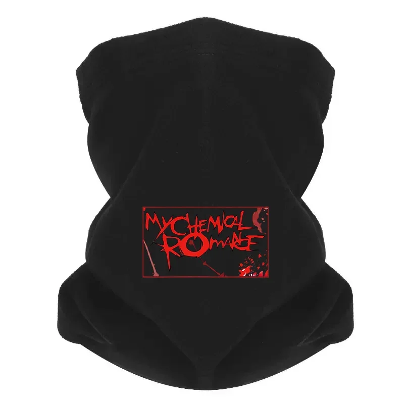 Red band lettering on black background design Men Outdoor Scarf Mask Neck Gaiter Hat Women cap Headgear Windproof Keep Warm Wint