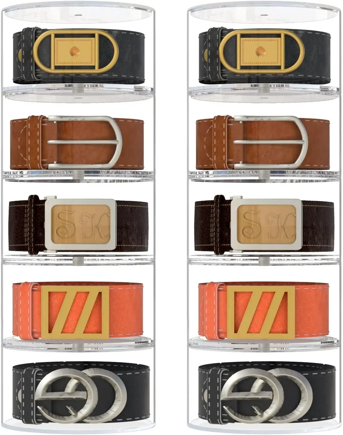 10-Layer Acrylic Belt Organizer Case for Jewelry, Watches, Bracelets Storage and Display