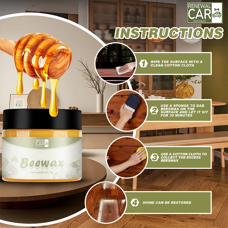 Автомобильный пчелиный воск - 100% натуральный, для салона автомобиля и деревянных поверхностей дома. Очищает, польскую, защищает, восстанавливает блеск. Простота в использовании