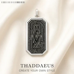 Pendant Maze Brand New Edgy Symbolic Labyrinth Lucky Jewelry 925 Sterling Silver Accessories Dog Tag Gift For Woman & Men