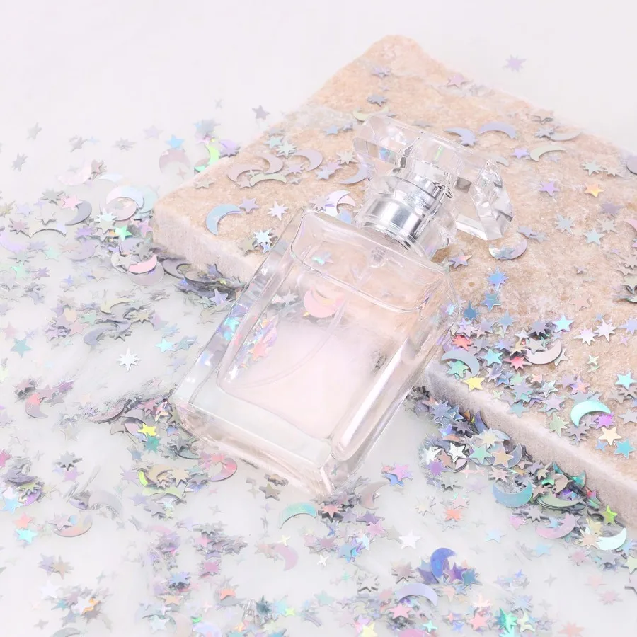 Confeti de mesa con forma de estrella y Luna, confeti con purpurina para cumpleaños, boda, tema de papel de aluminio, fiesta de agradecimiento, San Valentín, dispersión Bl