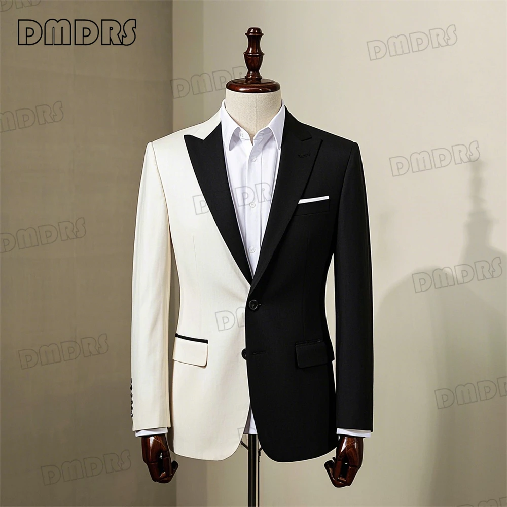 

Slim Fitting Wedding Suit for Groom, Contrast Colors Peak Lapel Men's Suit Jacket, Button Fly Formal Suit Tuxedo for Men