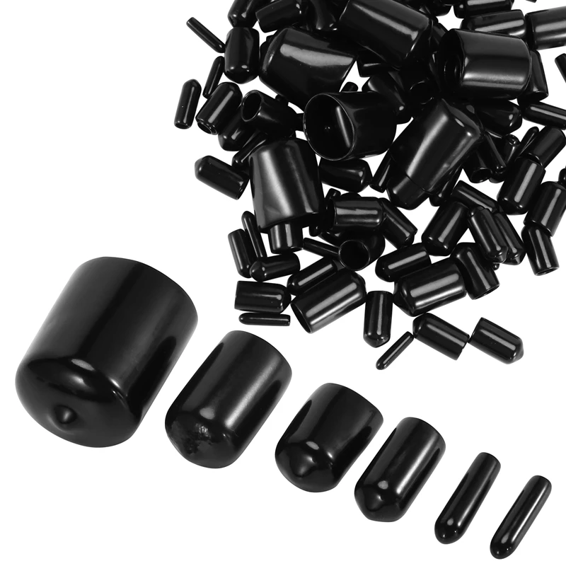 Vinyl Elastic End Cap Bolts Screws Rubber Thread Protection Safety Caps 9 Sizes 2/25 To 4/5 Inches