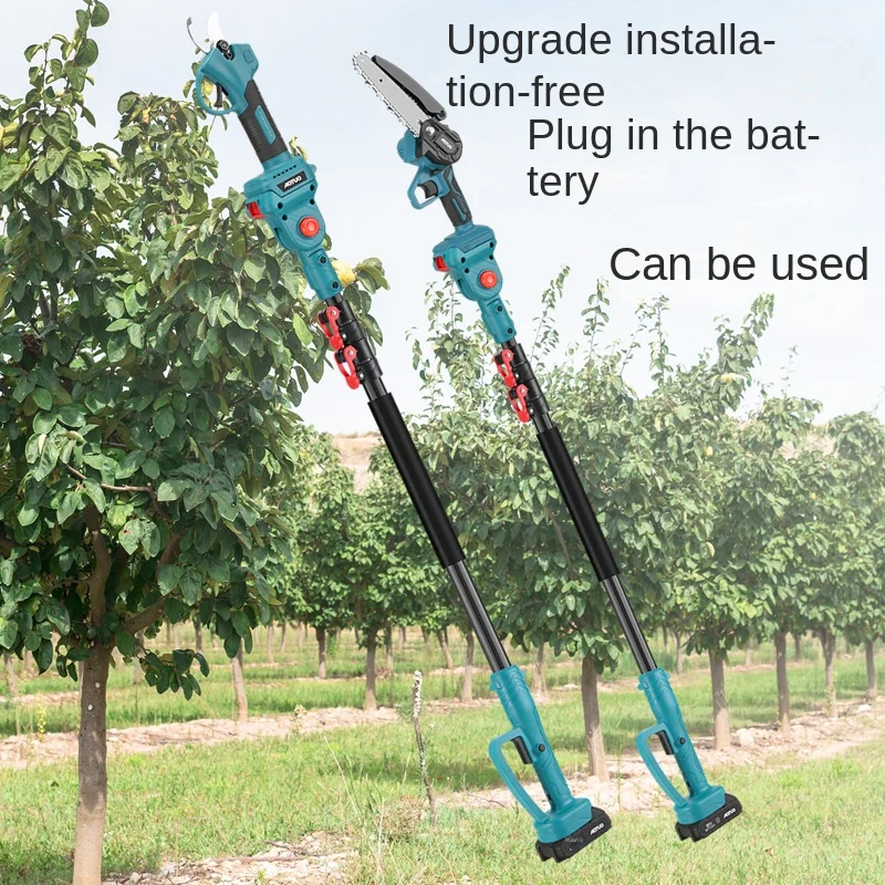 New Rechargeable Lithium Battery High Branch Electric Chain Saw Garden Outdoor Pruning Shears Retractable High Branch Pole Set