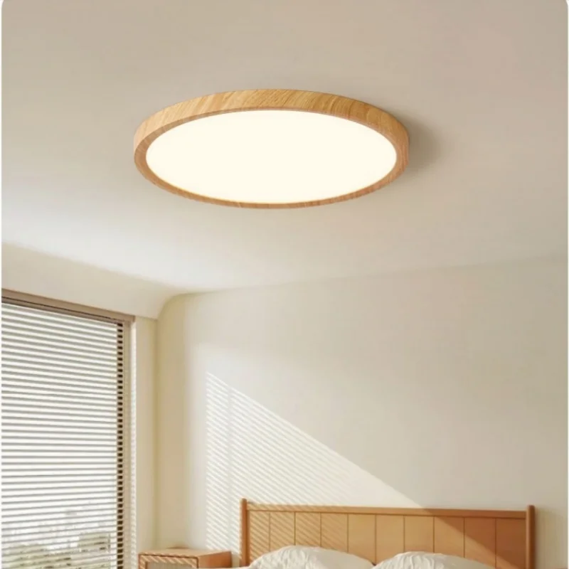 Modern LED Ceiling Light Circular Ultrathin Wood Grain Walnut Decorative Light Bedroom Dining Room Living Room Indoor Home Light