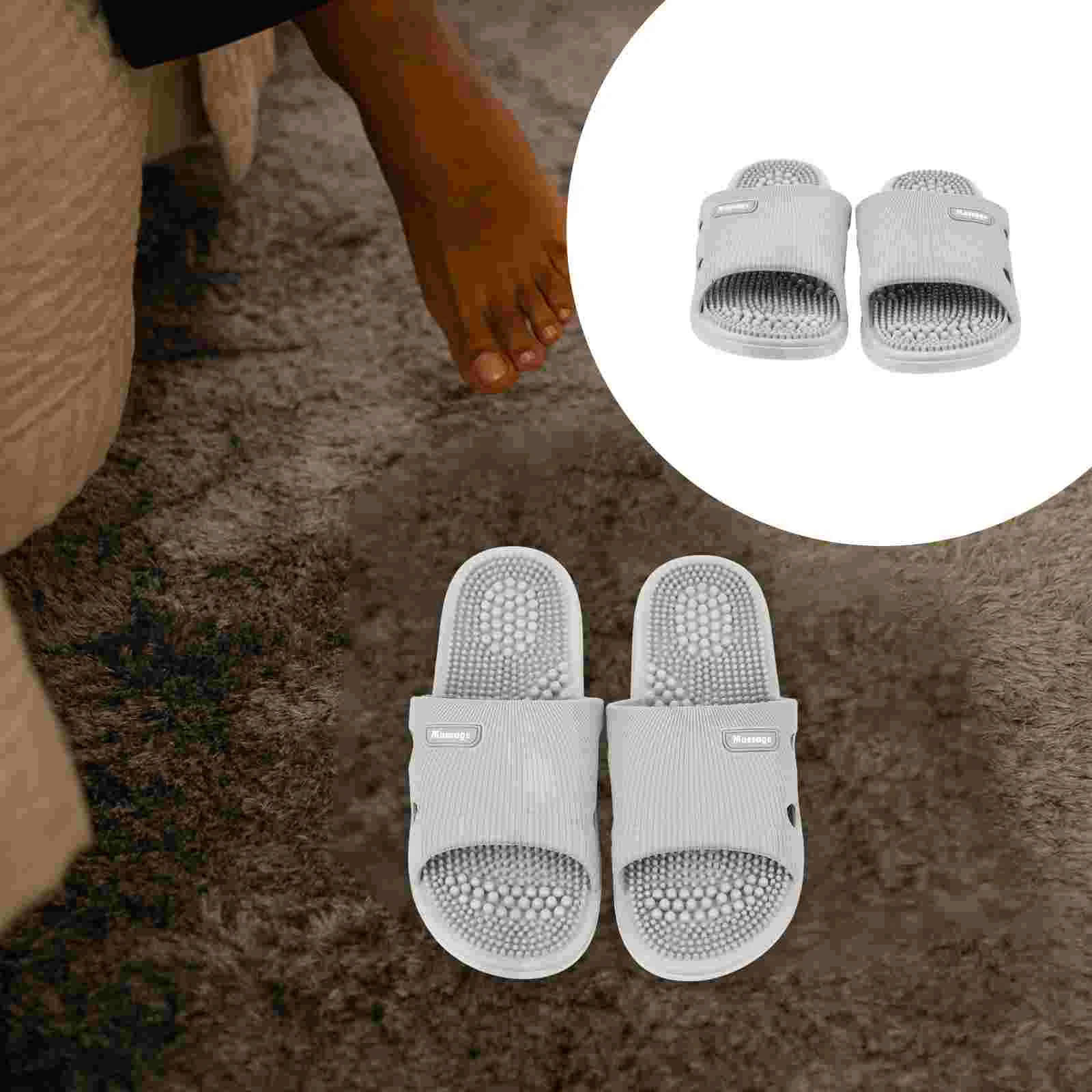 

Foot Scrubbers Massage Slippers While Releasing Showing Reflexology Sandals Light Grey Pvc Men Women