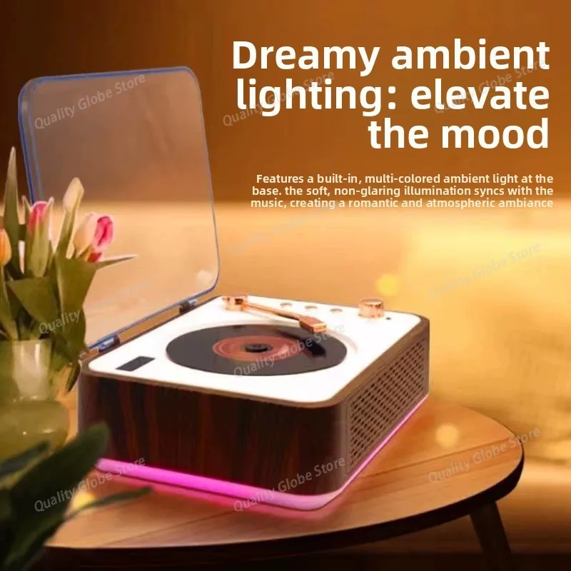 

Vintage CD Player, USB Flash Drive, Bluetooth Speaker All-in-one with Seven-color Ambient Light High-quality Sound Gift