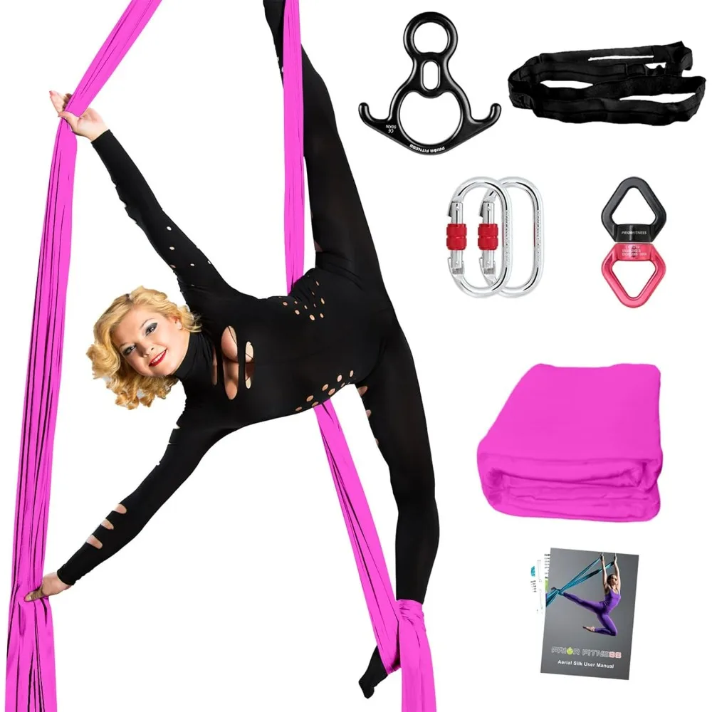 Professional Thicker Low Stretch Fabric 9/15/20 Yards Aerial Silk Swing Set with Hardware Guide, Yoga Starter Kit For Home,