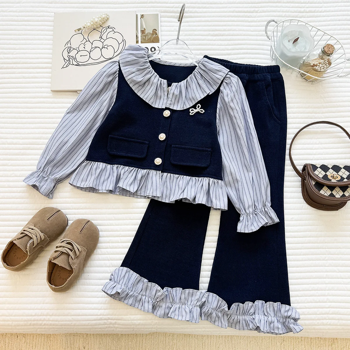 

Комплекты одежды для девочек Весна-Осень 2026: милые рубашки и брюки (2 предмета), костюм принцессы для малышей, детские спортивные костюмы для подростков 8 лет