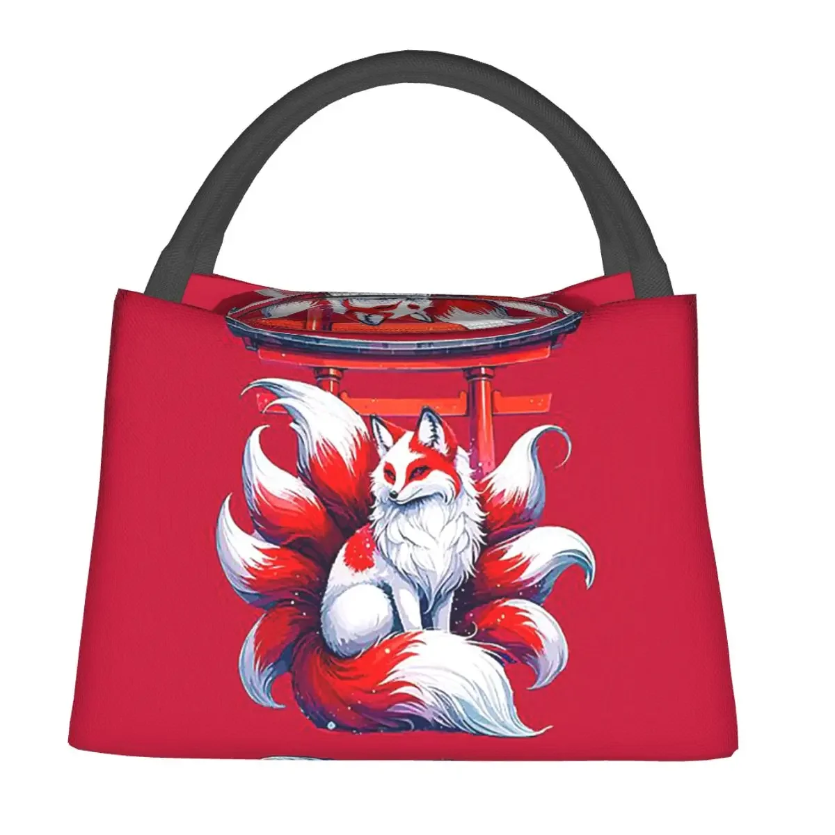 Nine Tails Fox Kitsune Torii Lunch Bags Insulated Bento Box Lunch Tote Picnic Bags Cooler Thermal Bag for Woman Girl School