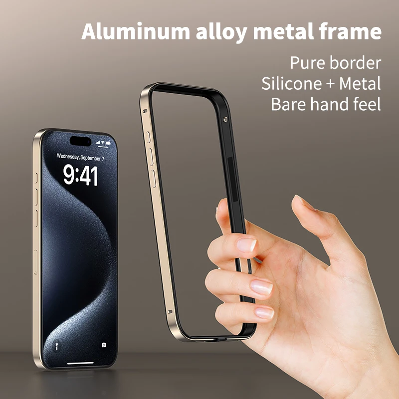 Desert Titanium Bumper Case For iPhone 16 Pro Max 15 Plus 14 16Pro 16Plus 15Pro 14Pro iPhone16 Metal Cover Phone Accessories