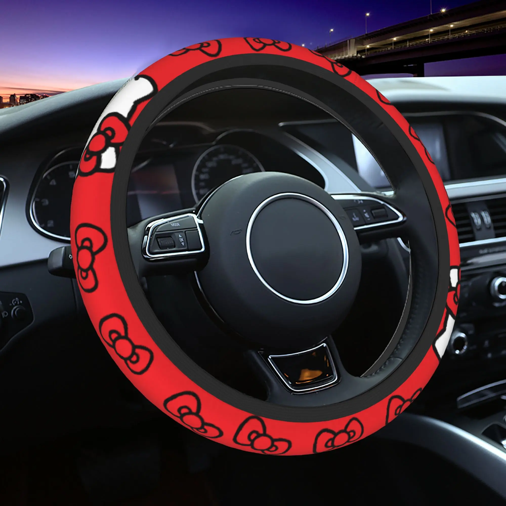 Steering Wheel Covers Kittys Cartoon Universal  Braid On The