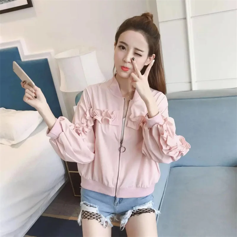 Fashion Casual Commuting Sunscreen Threaded Baseball Uniform Women's Short 2023 Autumn Coat Casual Work Clothes Thin Coat