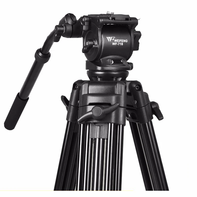 professional aluminum flexible telescopic Weifeng WF 718 video camera tripod with fluid head