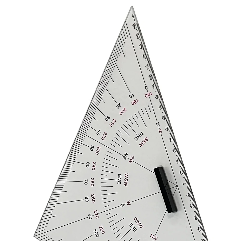 2 Pieces Multifunctional Triangle Ruler Marine Chart Plotting Triangle Ruler Protractor 300 Mm For Navigation Measuring Ruler