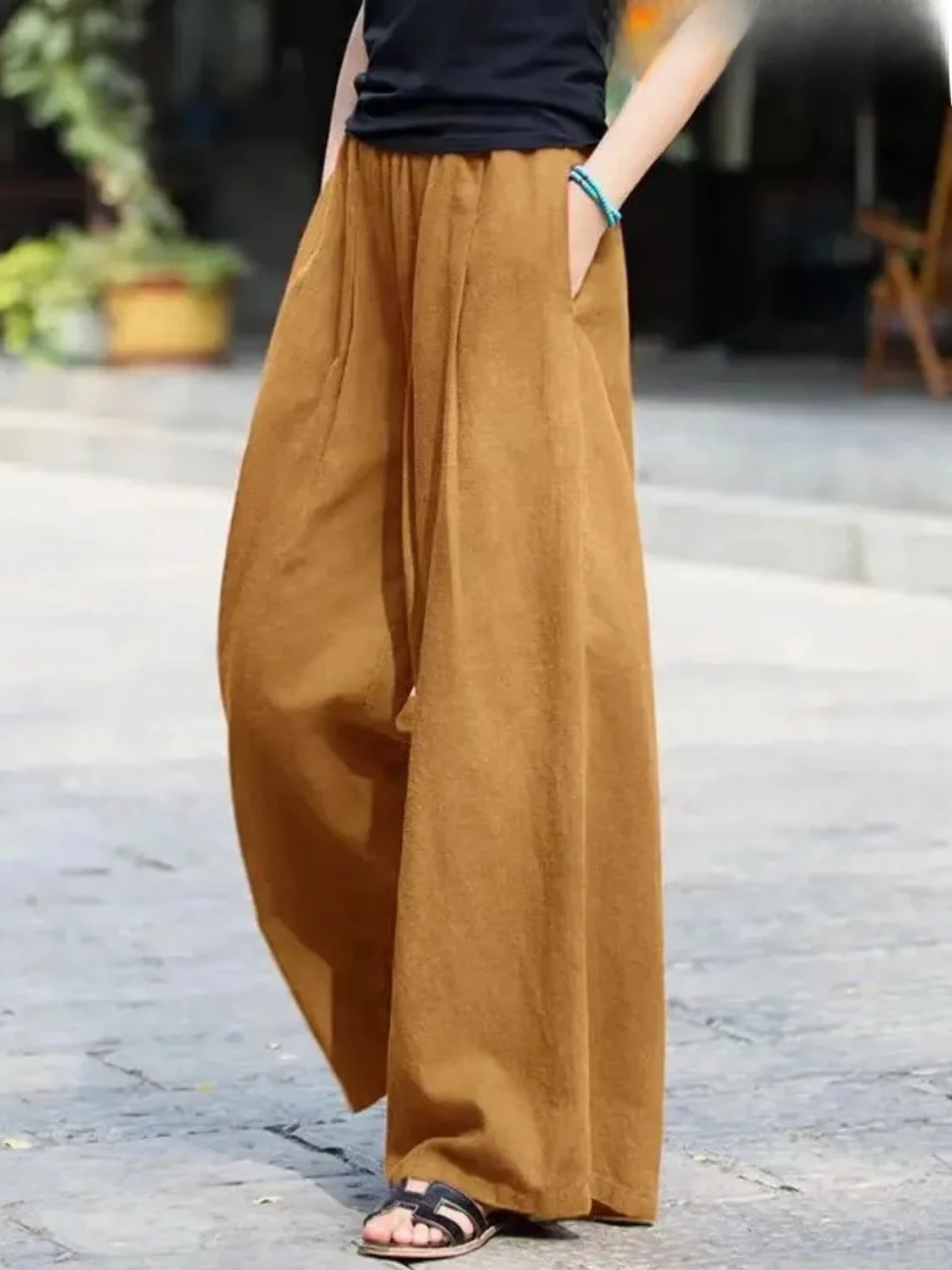 

Новые женские брюки из хлопка и льна с широкими штанинами, с высокой талией, свободные, струящиеся, длинные, повседневные, весна-лето, в корейском стиле, прямого кроя