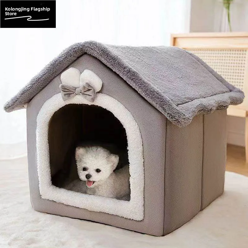 

Съемный моющийся домик для собак, теплая зимняя лежанка для маленьких собак, домик-лежанка для тедди, убежище для животных, товары для животных, вольер, вилла для питомцев