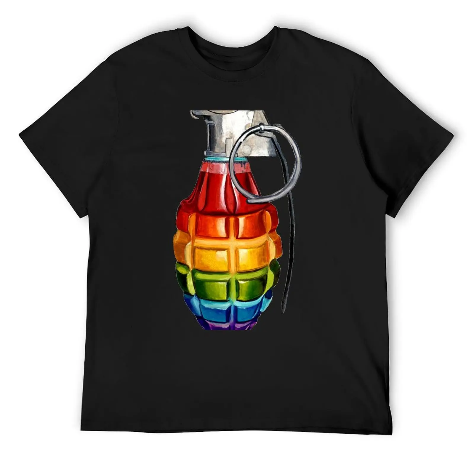 

Rainbow Grenade T-Shirt vintage anime shirt new edition customizeds vintage graphic tee men t shirts high quality