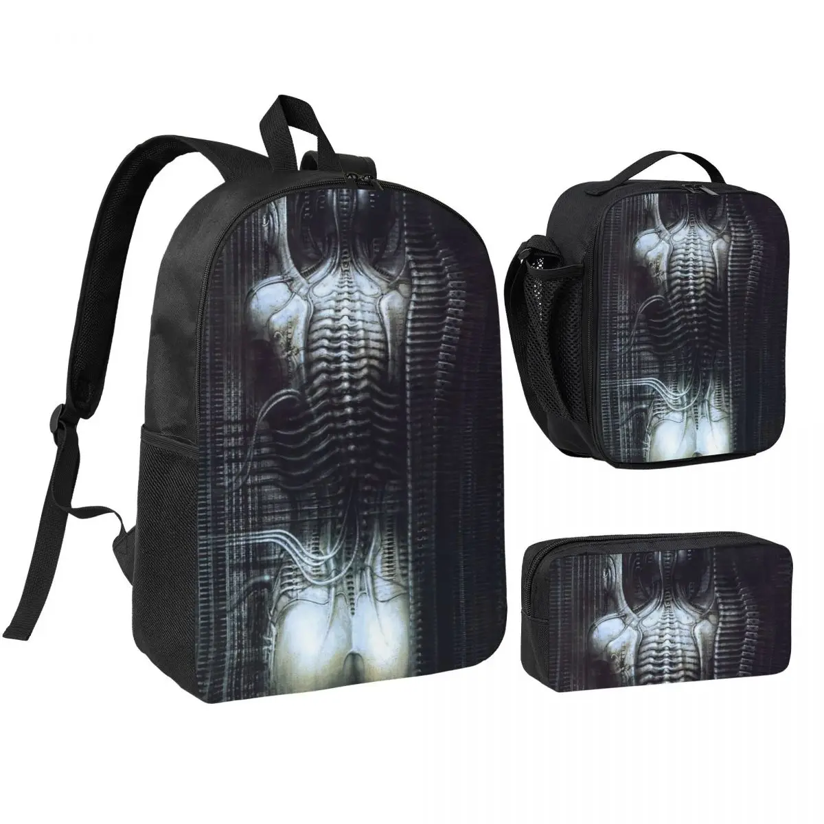 New York City Vi Torso H R Giger Backpack Student BookBag School Bag Computer Shoulder Bags 3ps Insulated Lunch Bag Pencil Case