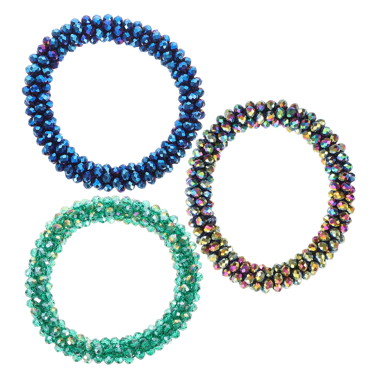 3 قطع من إكسسوارات الشعر الكريستالية بتصميم بسيط من حجر الراين، ربطات عنق مرنة بدون ضرر، ربطات شعر على شكل ذيل حصان للنساء والفتيات #3