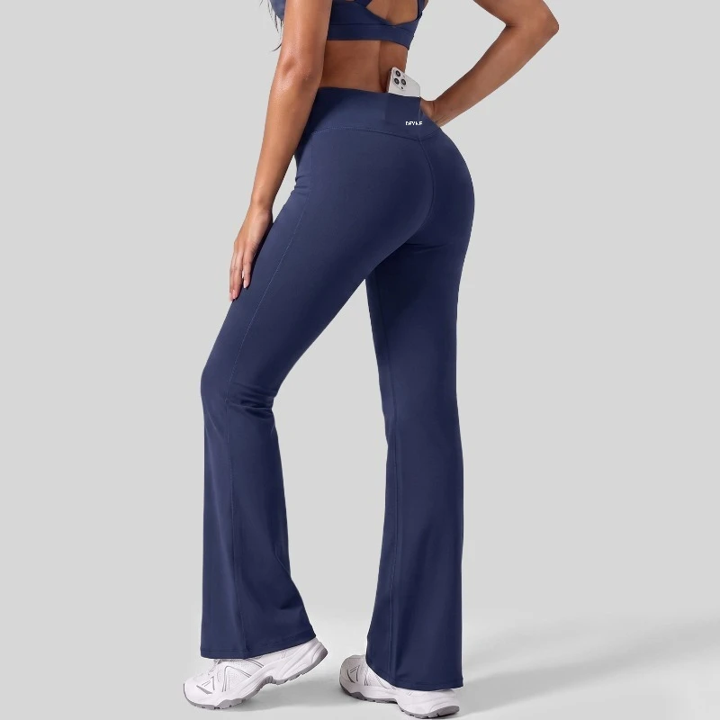 DFYNE Women High Waist Flare Leggings Yoga Pants Slim Fit Bootcut Workout Gym Running Fitness Activewear Trousers