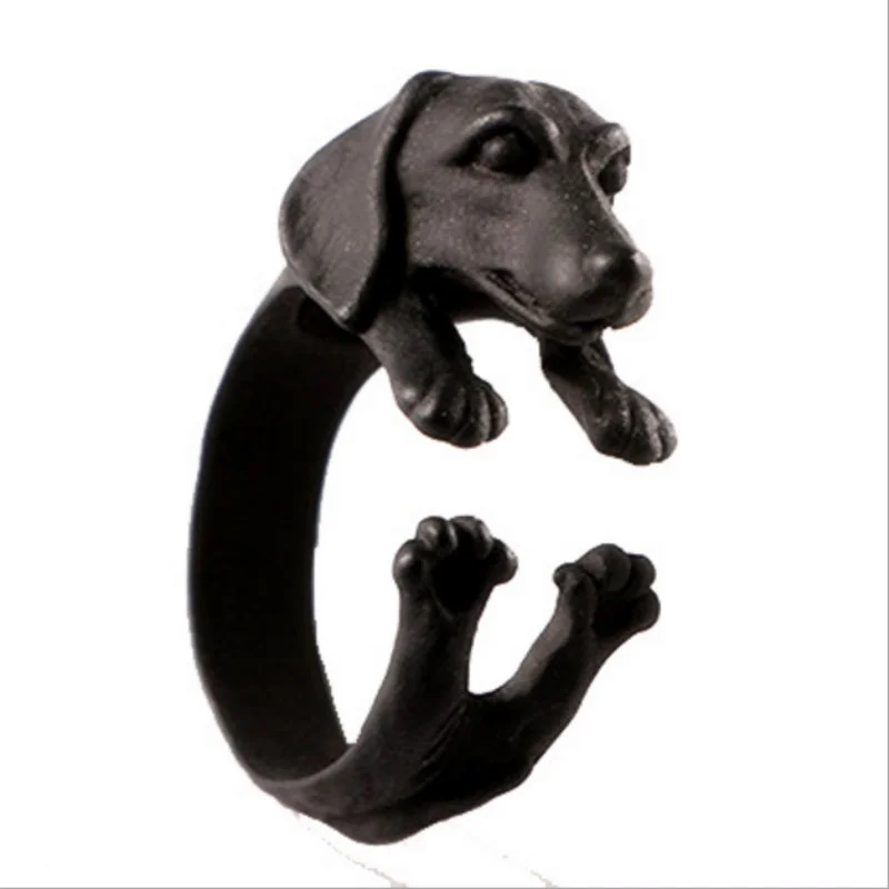 Retro 3D Beagle&German Shepherd&Schnauzer Dog Ring Women Anel Punk Style Rings For Men Wrap Animal Rings Anniversary Bijoux Gift