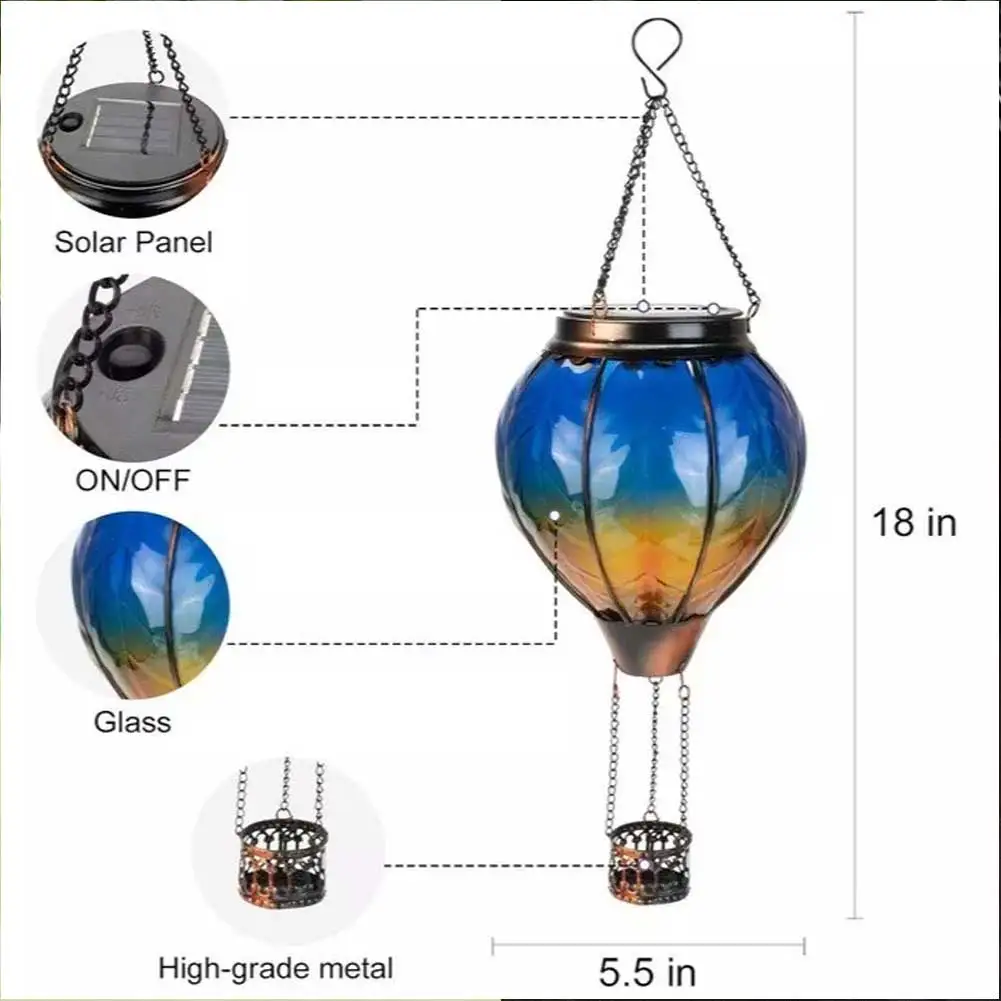 Metal Indoor Outdoor Yard Garden Hanging Decoration Hot Air-Balloon Wind Spinner Wind Chimes  Hanging Decorations