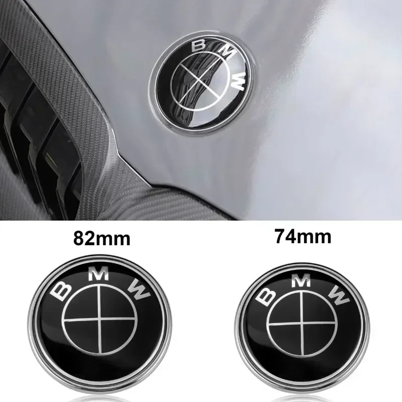 82mm/74mm All Black Car Emblem Hood Badge Front Rear Trunk Logo for X1 X3 X5 E53 G01 F20 G30 F30 F31 E36 E39 E87 E60 E46 E91