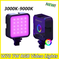 W70 7W RGB pełny kolorowe wideo światła LED 3000K-9000K Mini światło do kamery 1200mAh z możliwością ponownego ładowania lampa panelowa LED oświetlenia wideo