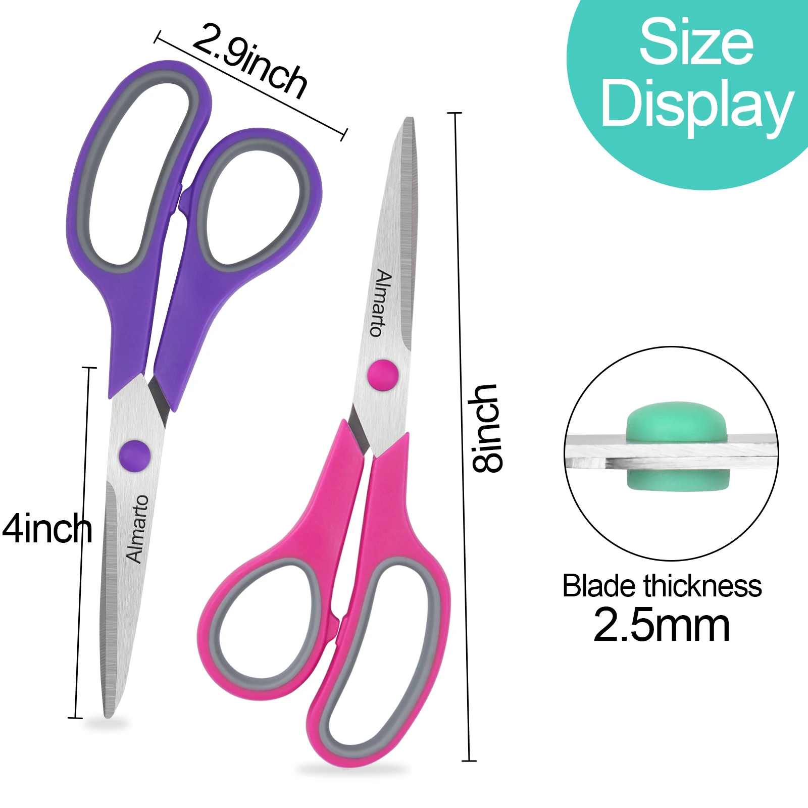 Scissors Bulk, 8" All Purpose Scissors Pack of 6 - High Performance and Designed for Comfort and Cutting - Sharp to Cutting