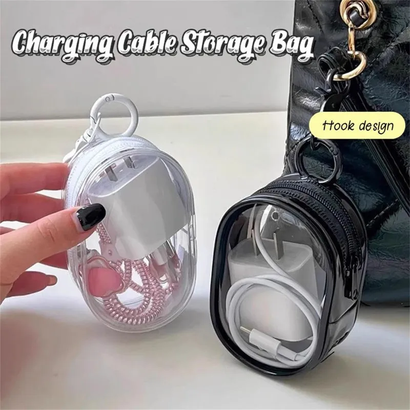 Travel Data Cable Packaging Bag Transparent Storage Pouch Outdoor and Home Earphone Charger Organizing Tool Accessories Supplies